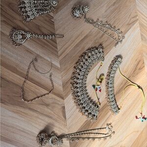 Indian Bridal Set Chokers, Jhumkas, Passa, Maang Tikka, Nose Ring